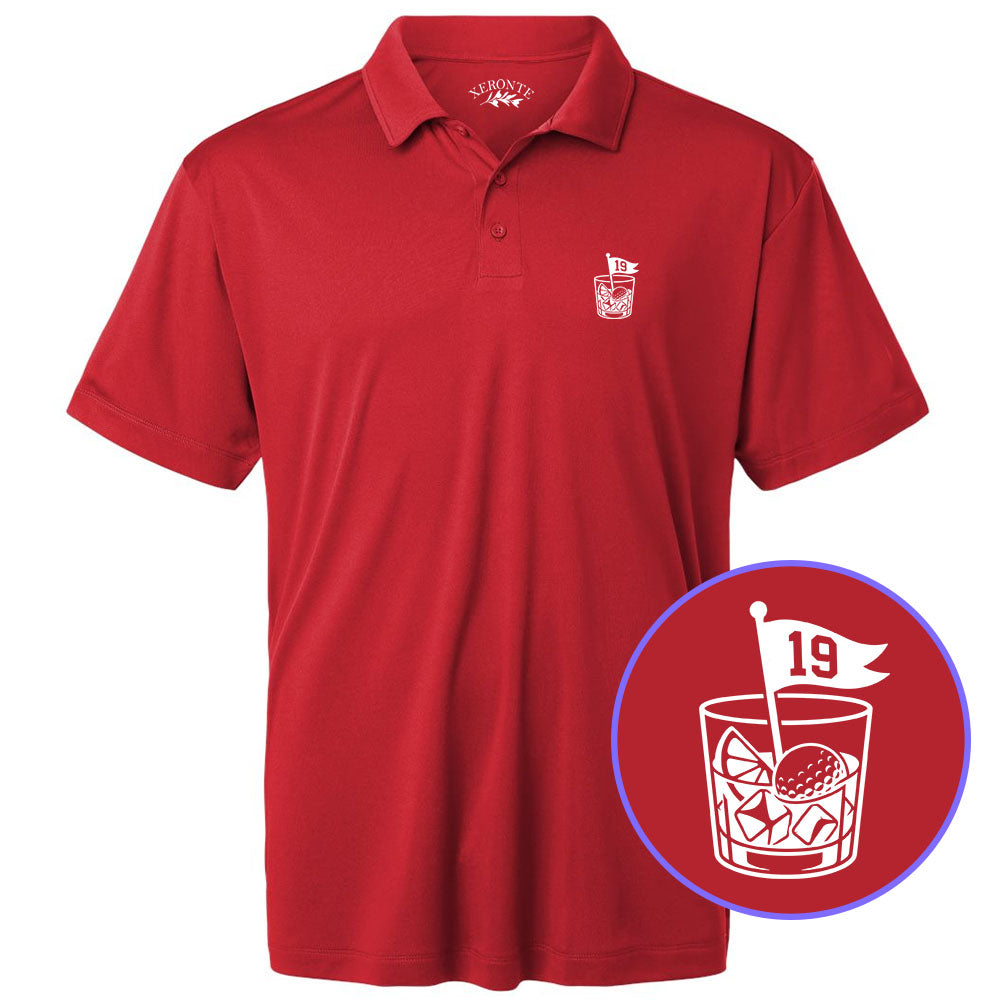 Red 19th Hole And Drinks Men's Golf Polo Shirt