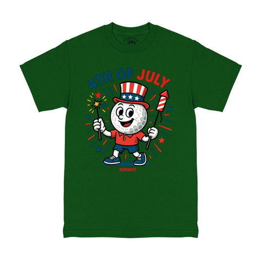 4th Of July Fireworks Golf Ball Mascot Men's T-Shirt Green