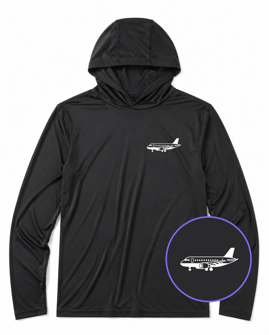 Black Airplane Print Aviation Men's Lightweight Performance Golf Hoodie