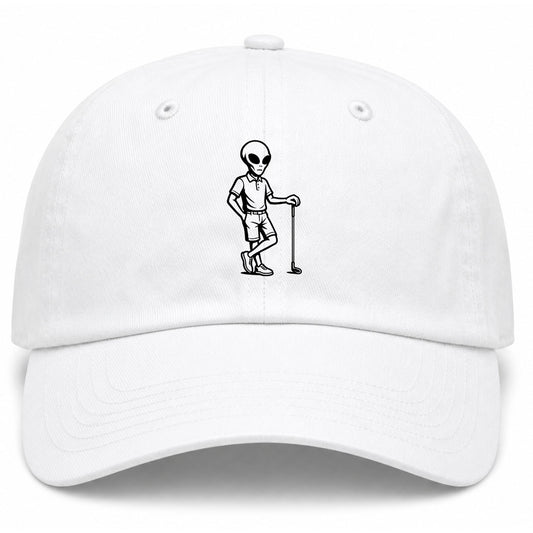 White Alien Golfer Golf Dad Hat