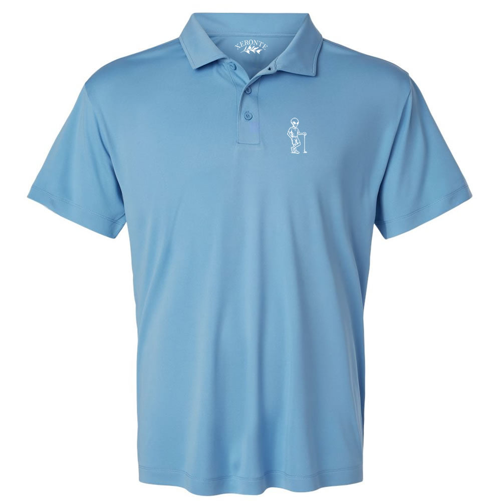 Carolina Blue Alien Golfer Men's Golf Polo Shirt