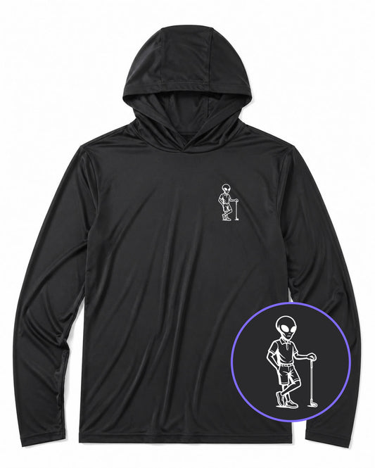 Black Alien Golfer Men's Lightweight Performance Golf Hoodie