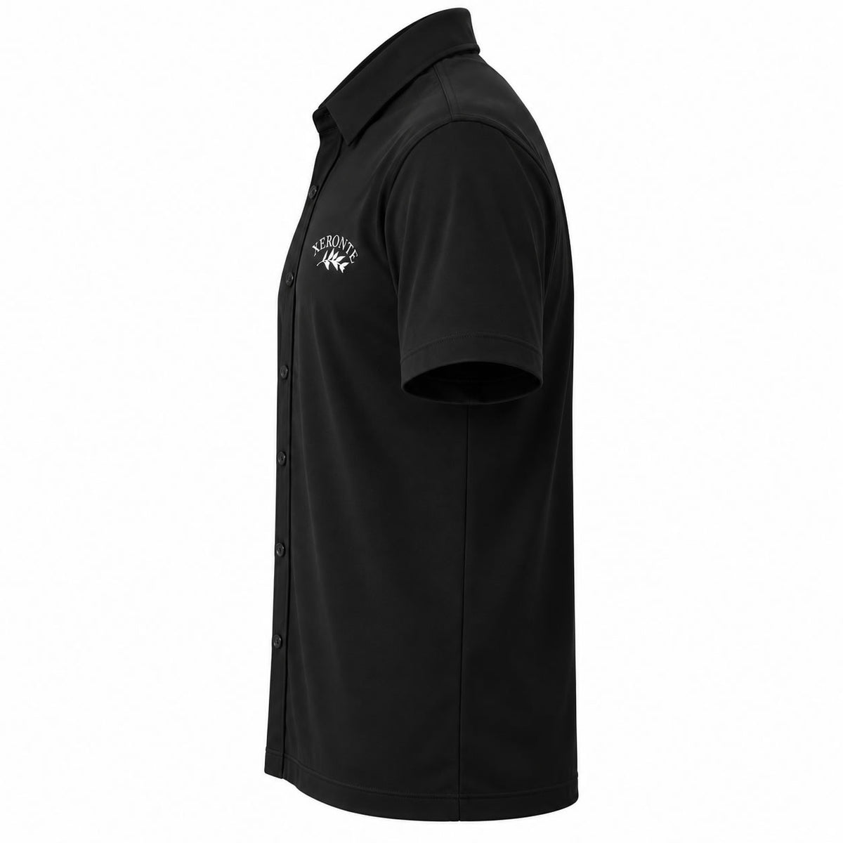 Black Olive Branch Logo Men's Golf Button Down Shirt Side View