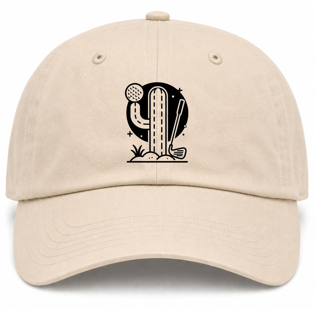 Beige Cactus Desert Golf Dad Hat