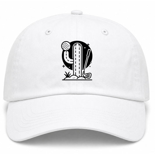 White Cactus Desert Golf Dad Hat