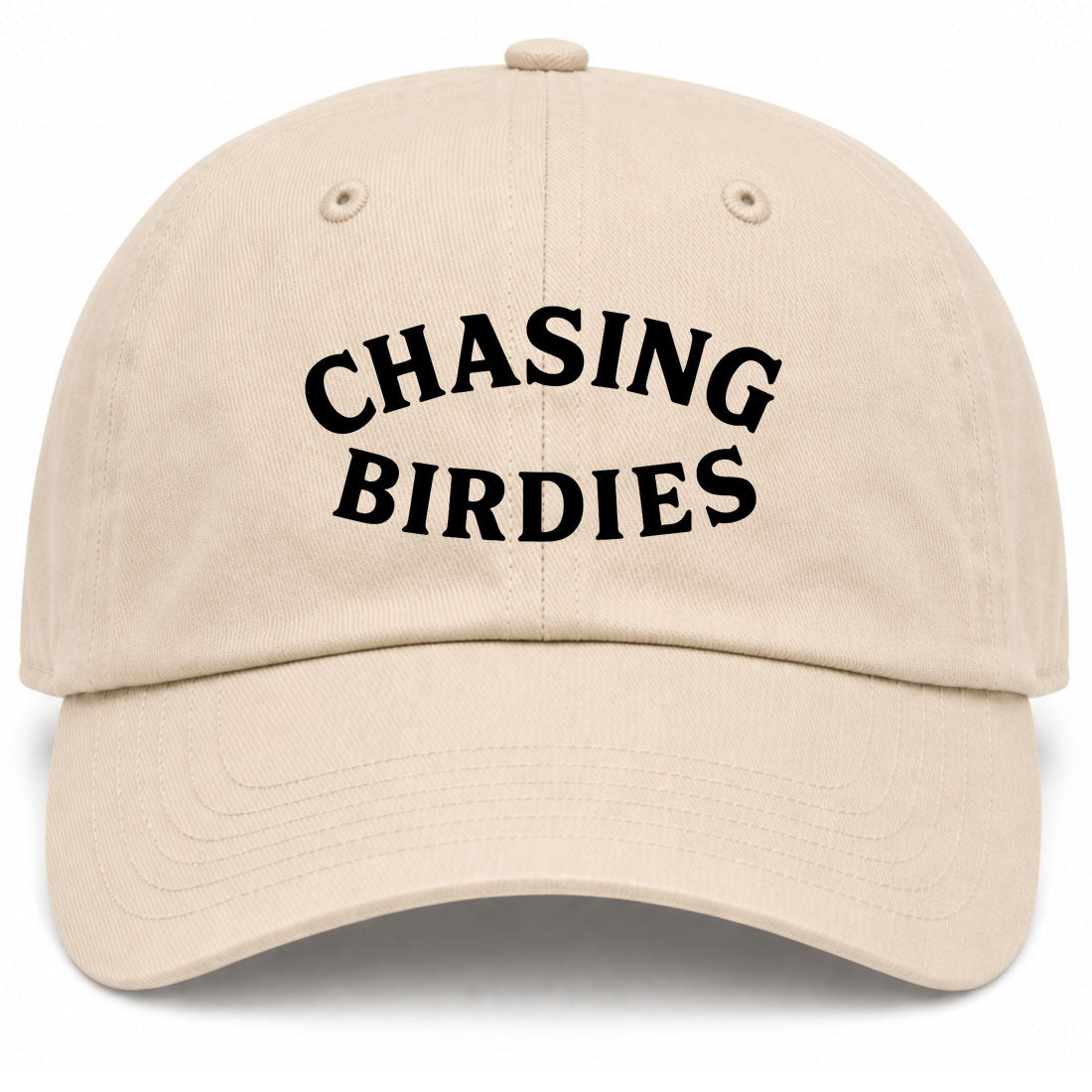 Beige Chasing Birdies Golf Dad Hat
