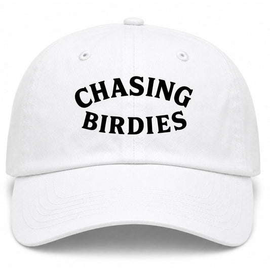 White Chasing Birdies Golf Dad Hat