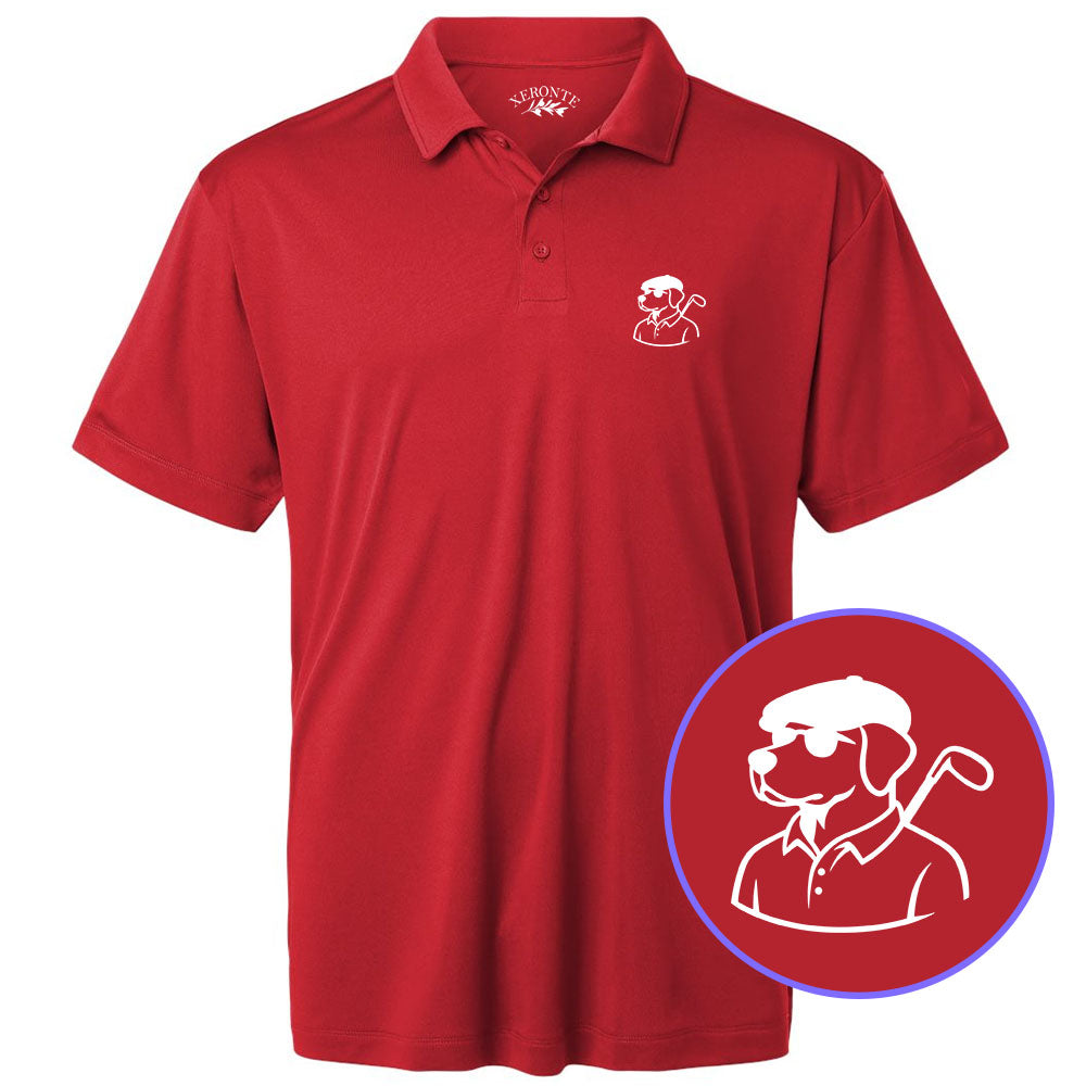 Red Country Club Dog Men's Golf Polo Shirt