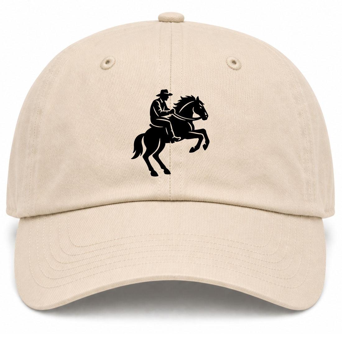 Beige Cowboy Riding A Horse Golf Dad Hat
