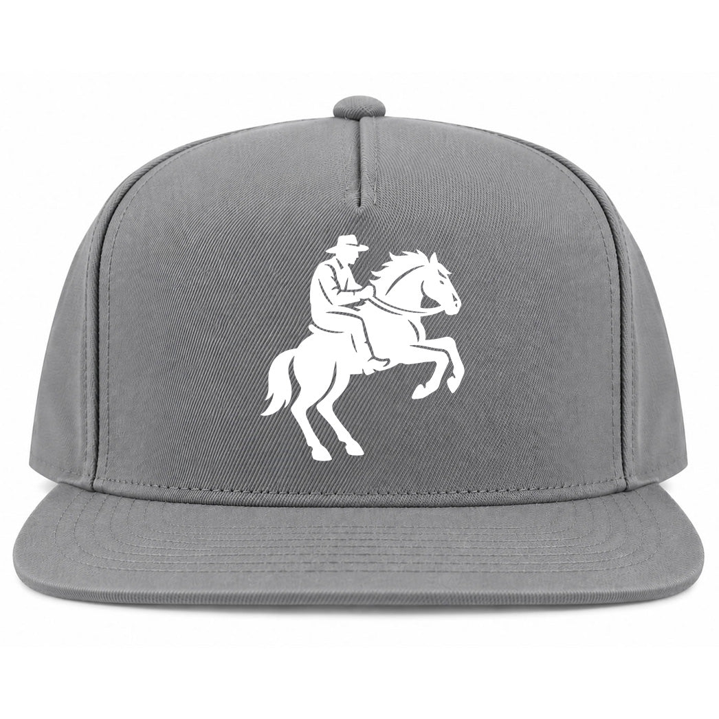 Grey Cowboy Riding A Horse Golf Snapback Hat
