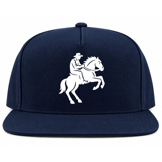 Navy Blue Cowboy Riding A Horse Golf Snapback Hat