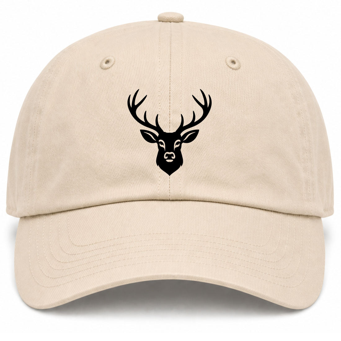 Beige Dear With Antlers Golf Dad Hat