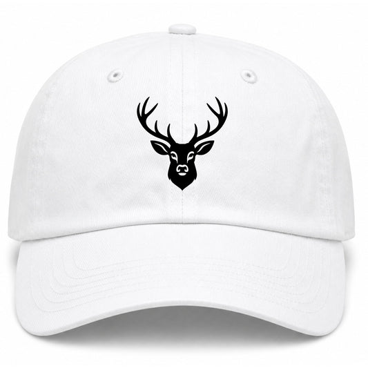 White Dear With Antlers Golf Dad Hat
