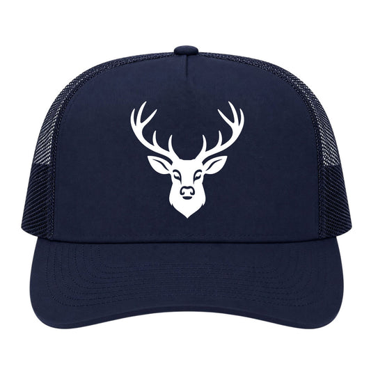 Navy Blue Dear With Antlers Golf Trucker Hat