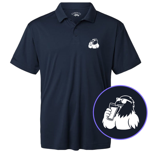 Navy Blue Eagle Drinking Beer Men's Golf Polo Shirt