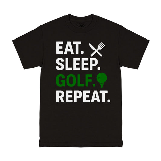 Black Eat Sleep Golf Repeat T-Shirt