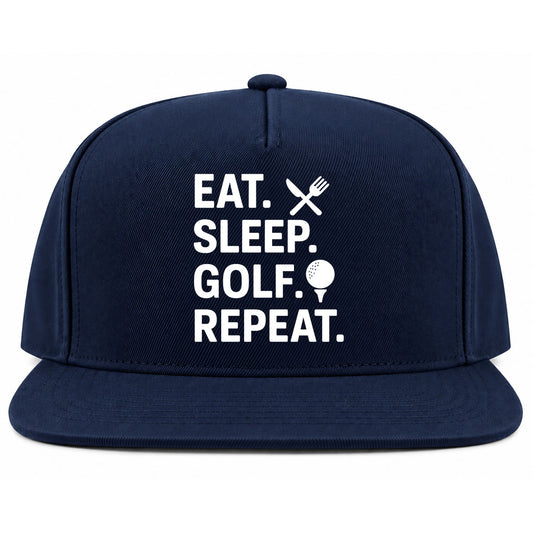 Navy Blue Eat Sleep Golf Repeat Golf Snapback Hat