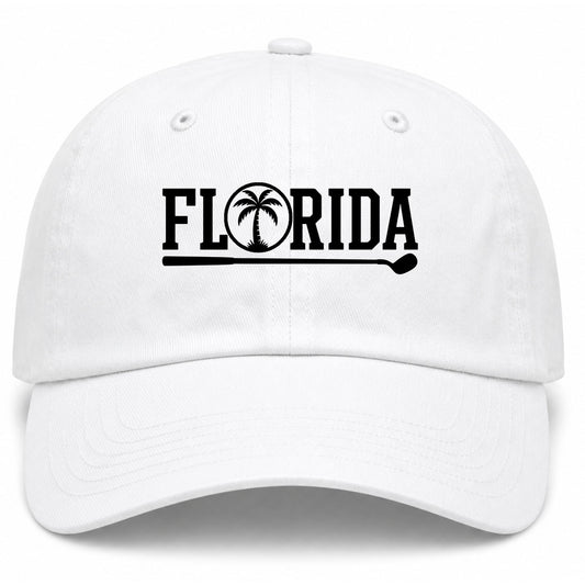 White Florida Palm Tree Golf Dad Hat