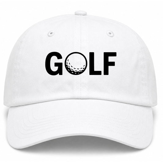 White GOLF Logo Golf Dad Hat