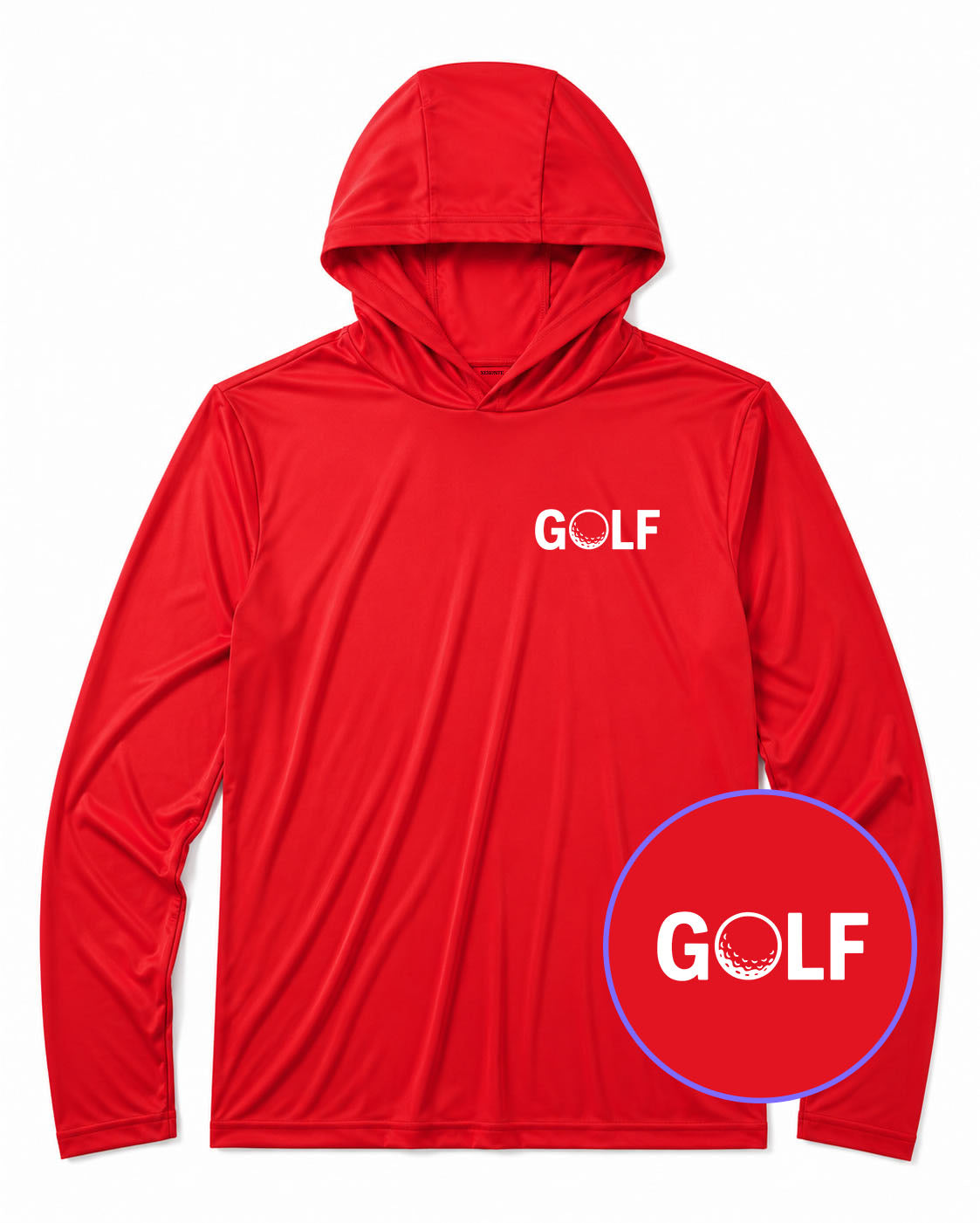 Red GOLF Logo Men's Lightweight Performance Golf Hoodie