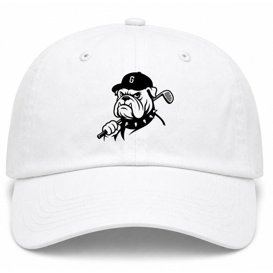 White Georgia Dog Mascot Golf Dad Hat