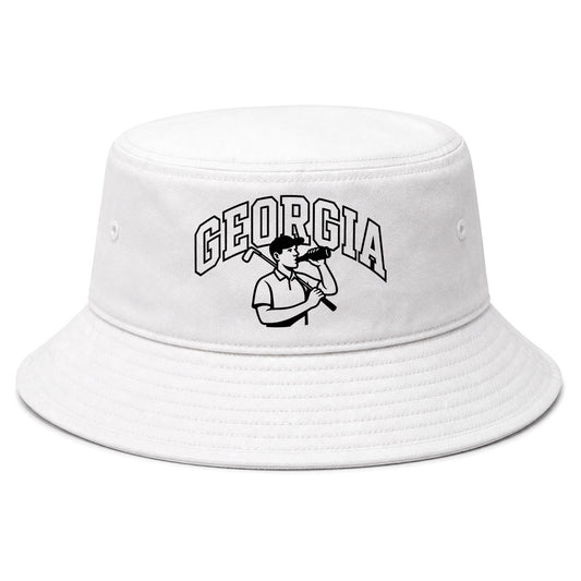 White Georgia Golfer Drinking Beer Golf Bucket Hat