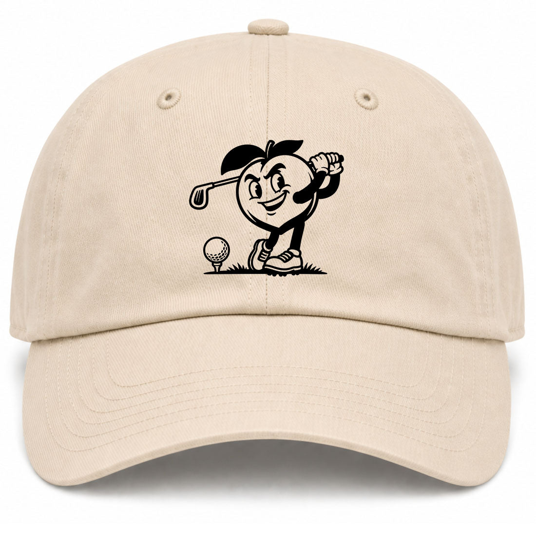 Beige Georgia Peach Mascot Golf Dad Hat