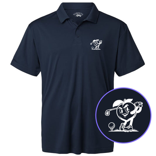 Navy Blue Georgia Peach Mascot Men's Golf Polo Shirt