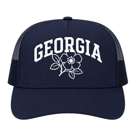 Navy Blue Georgia State Flower Golf Trucker Hat