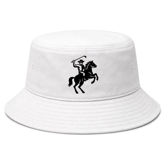 White Golf Cowboy Riding Horse Golf Bucket Hat