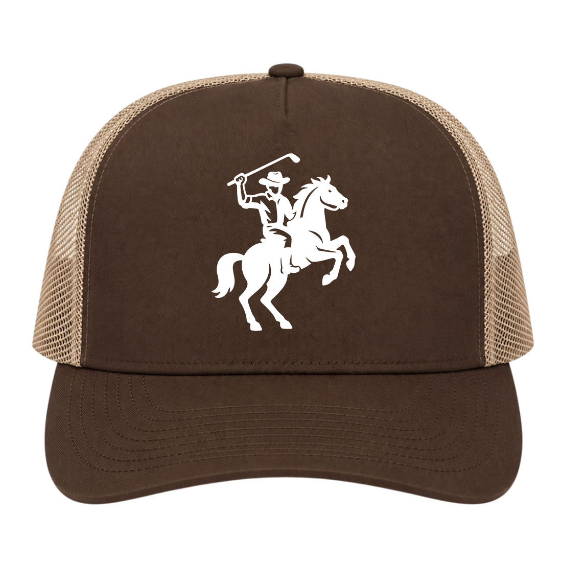 Brown Golf Cowboy Riding Horse Golf Trucker Hat