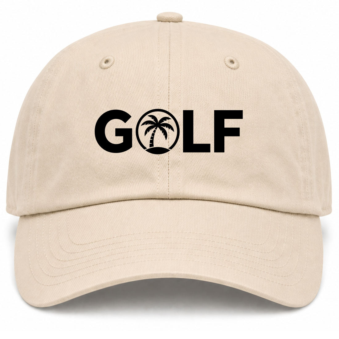 Beige Golf Palm Tree Logo Golf Dad Hat