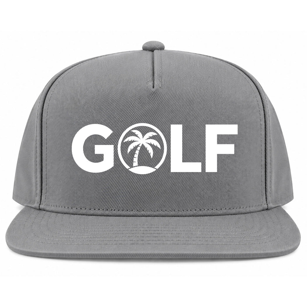 Grey Golf Palm Tree Logo Golf Snapback Hat