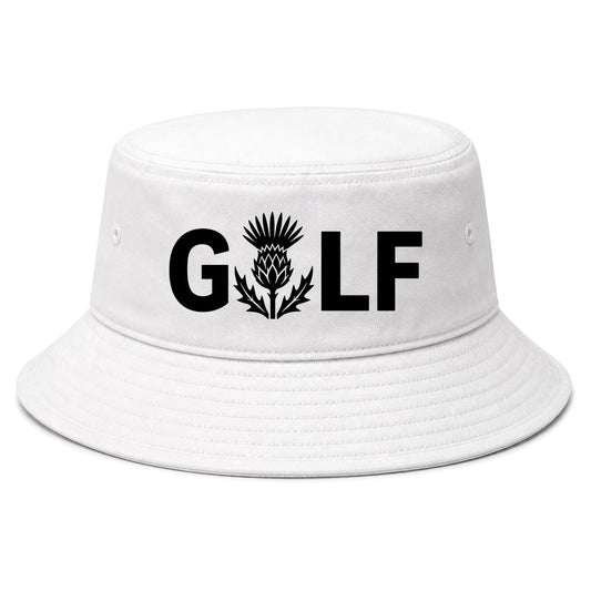 White Golf Scottish Thistle Flower Golf Bucket Hat
