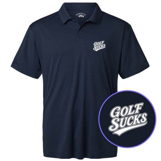 Navy Blue Golf Sucks Men's Golf Polo Shirt