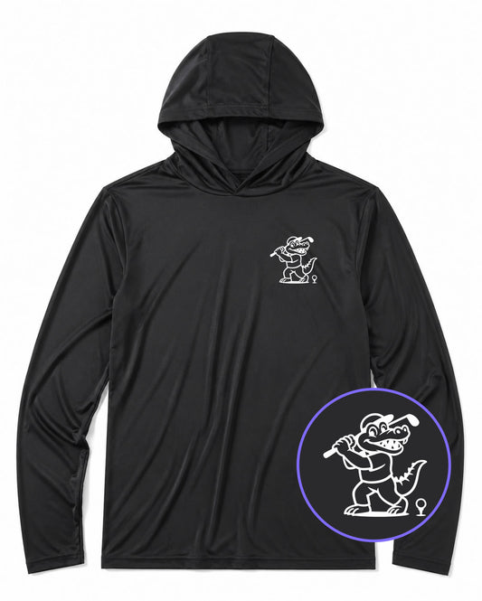 Black Happy Alligator Print Men's Lightweight Performance Golf Hoodie
