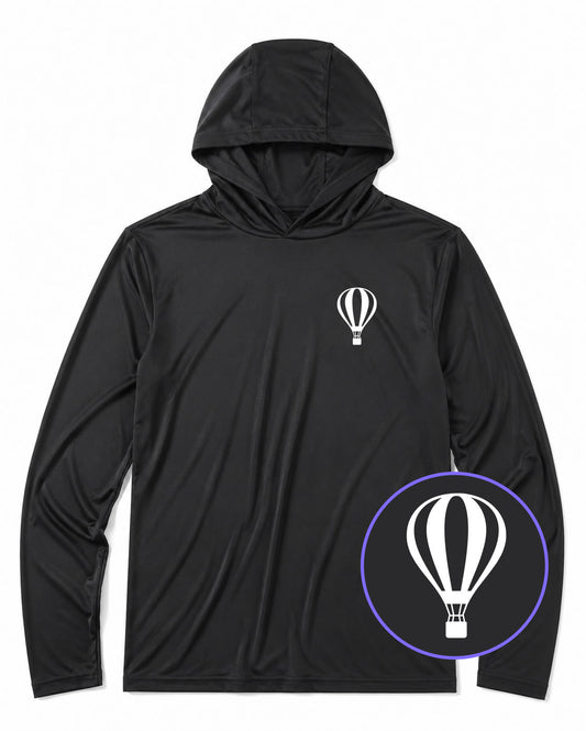 Black Hot Air Balloon Men's Lightweight Performance Golf Hoodie