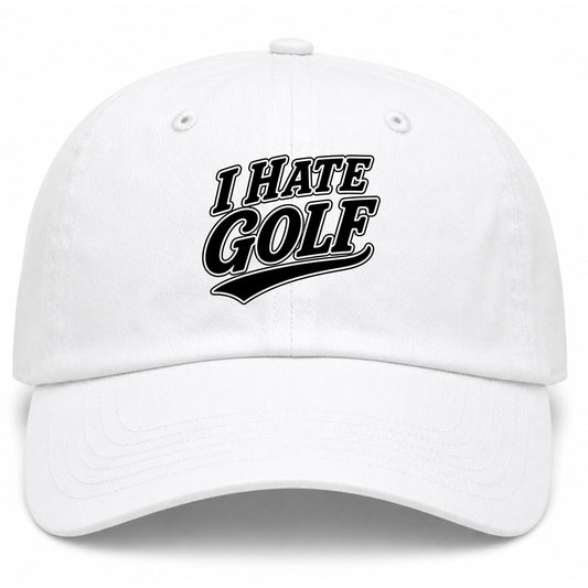 White I Hate Golf Dad Hat