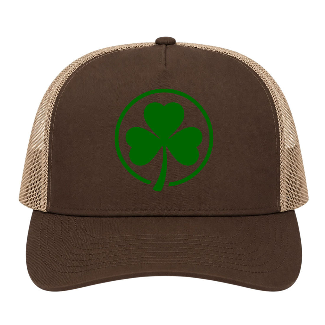 Brown Irish Shamrock Logo Golf Trucker Hat