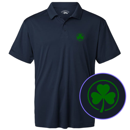 Navy Blue Irish Shamrock Logo Men's Golf Polo Shirt