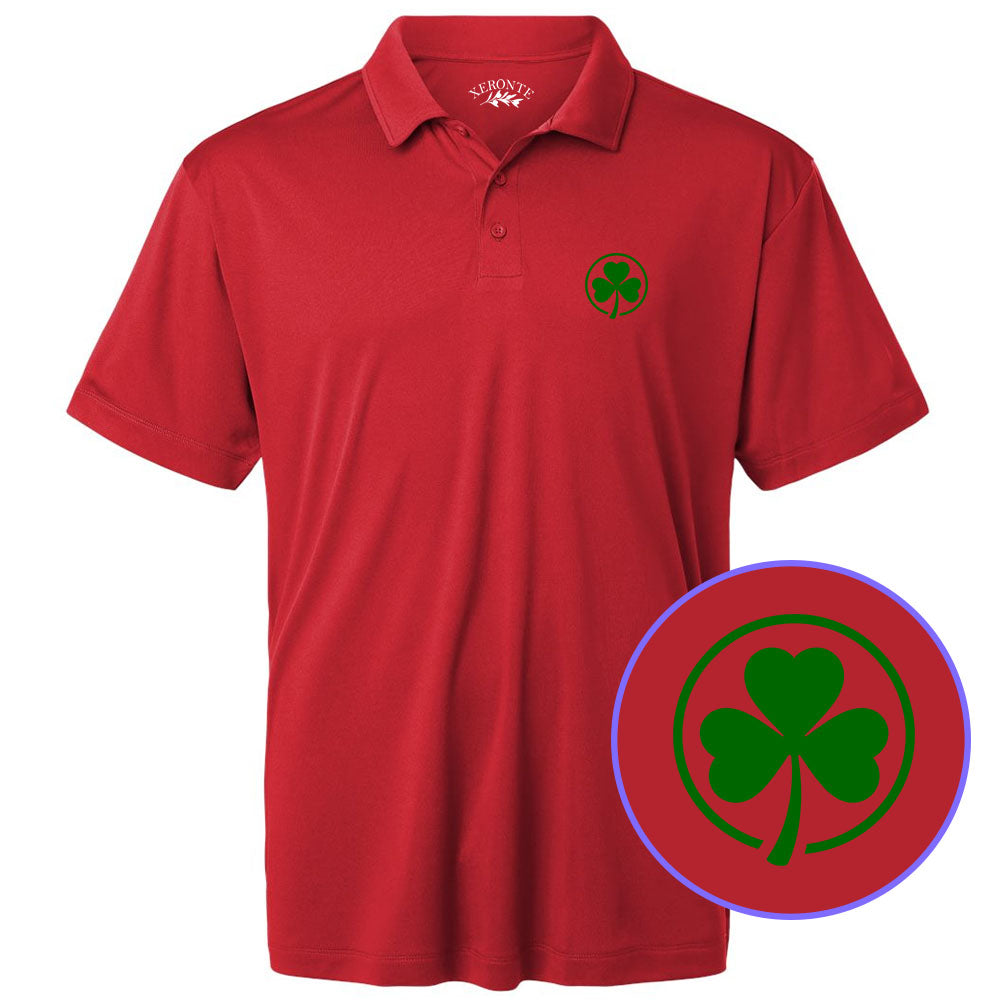 Red Irish Shamrock Logo Men's Golf Polo Shirt