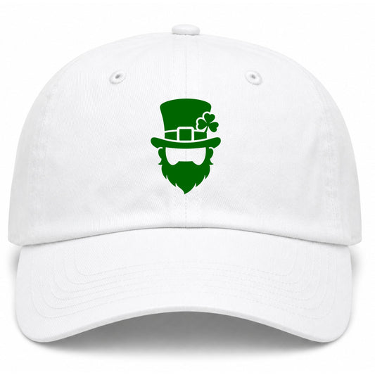 White Leprechaun Shamrock Golf Dad Hat