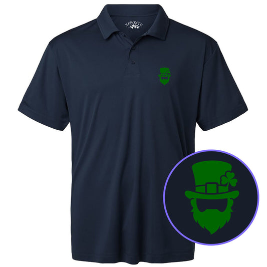 Navy Blue Leprechaun Shamrock Men's Golf Polo Shirt