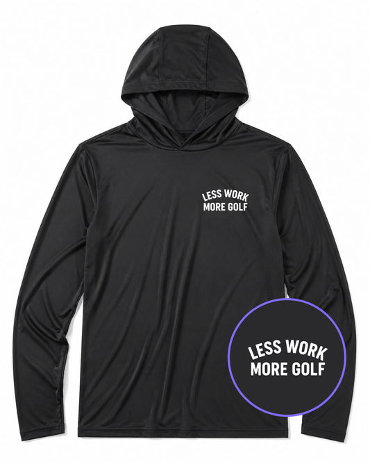 Black Less Work More Golf Men's Lightweight Performance Golf Hoodie