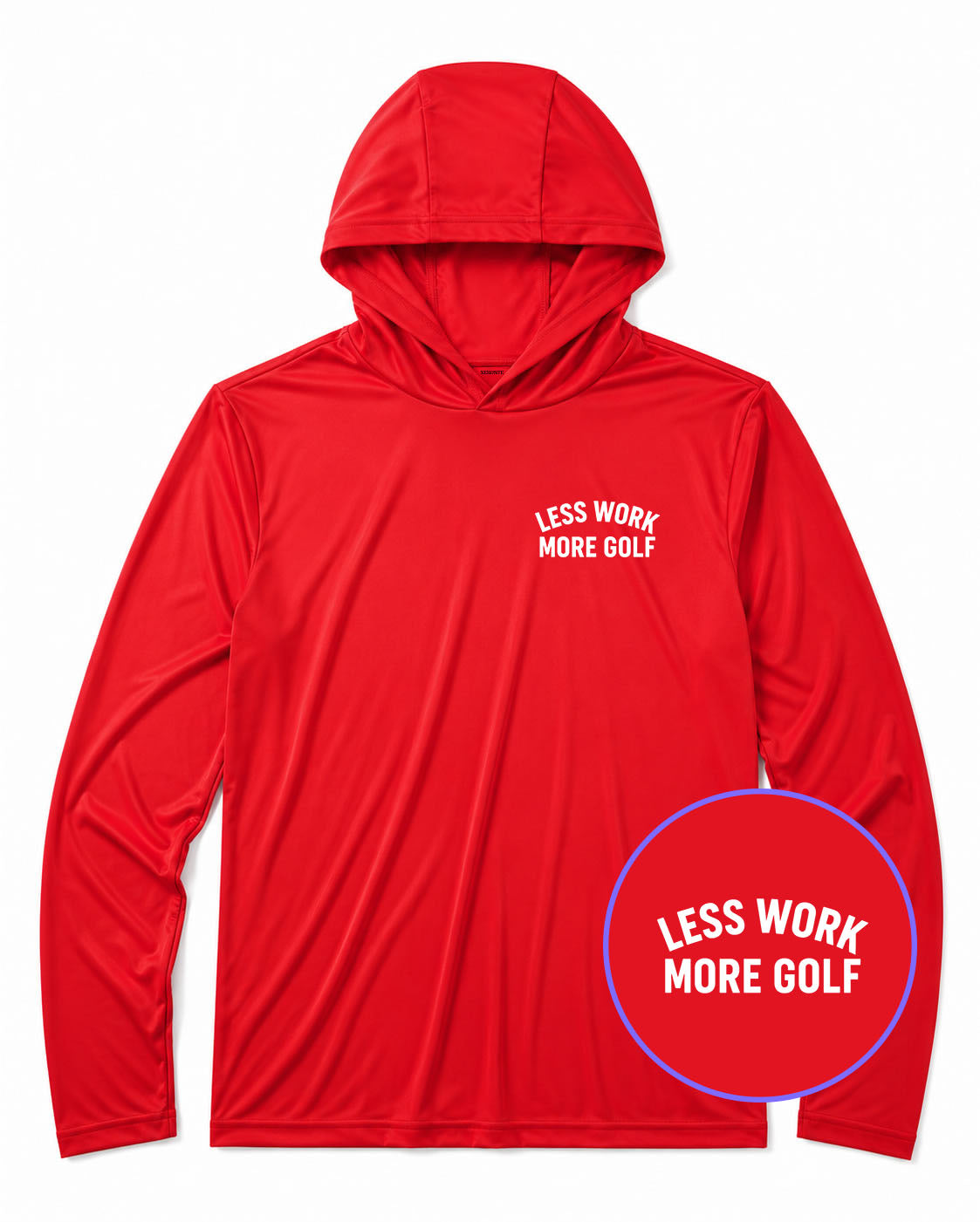 Red Less Work More Golf Men's Lightweight Performance Golf Hoodie