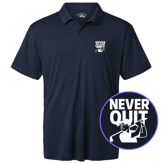 Navy Blue Never Quit Golfer Men's Golf Polo Shirt