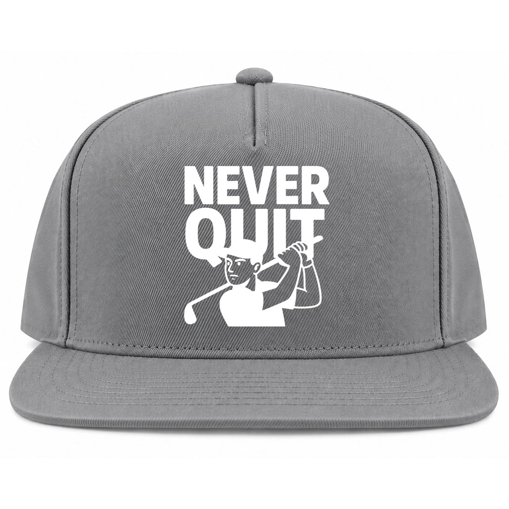 Grey Never Quit Golfer Golf Snapback Hat