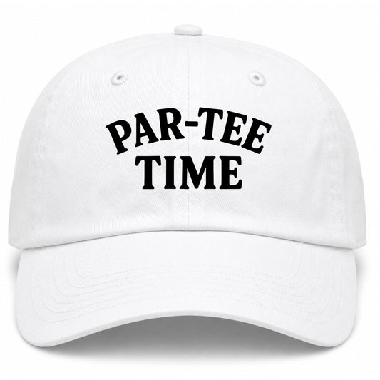White Par Tee Time Funny Golf Dad Hat