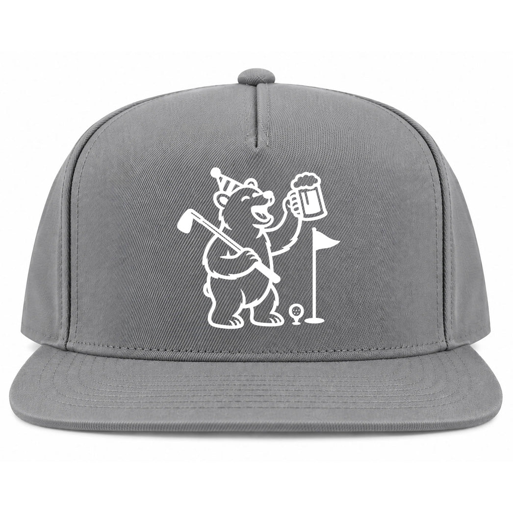 Grey Party Animal Bear And Beer Golf Snapback Hat