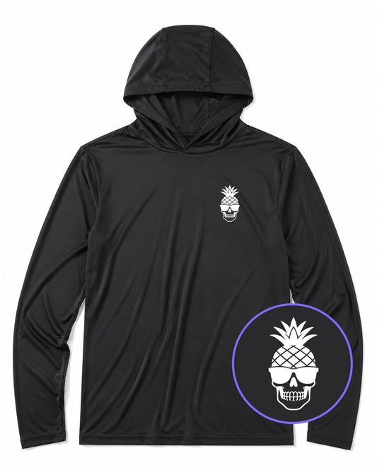 Black Pineapple Skull Tiki Men's Lightweight Performance Golf Hoodie